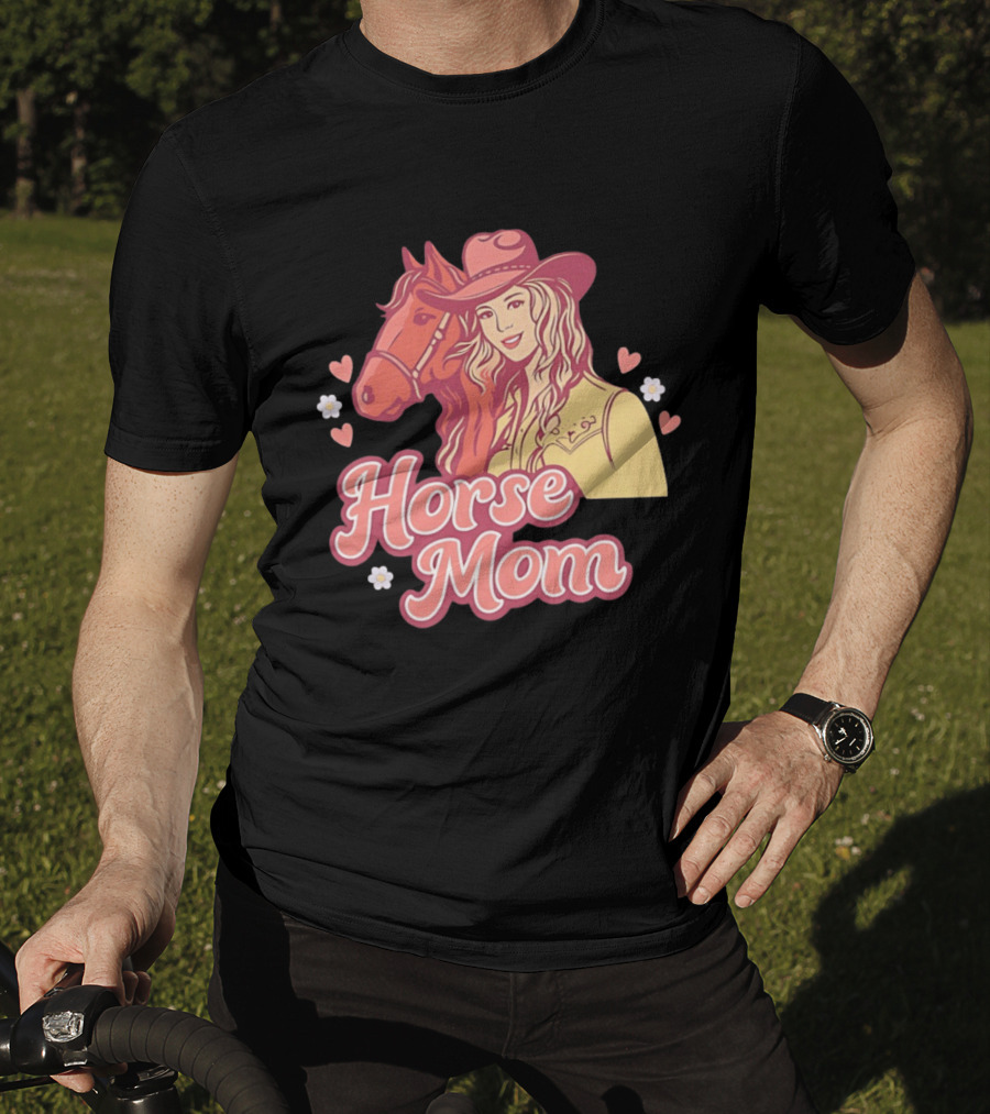 Cowgirl Horse Mom With Mustang And Hearts T-Shirt