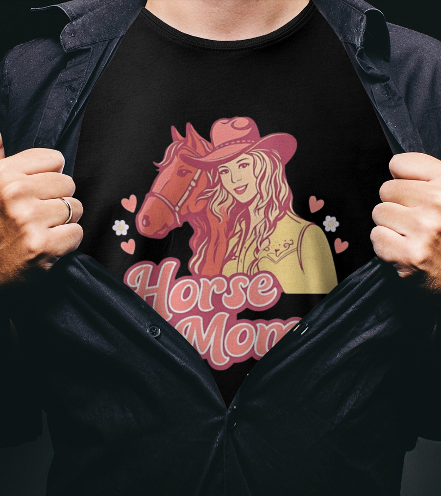 Cowgirl Horse Mom With Mustang And Hearts T-Shirt