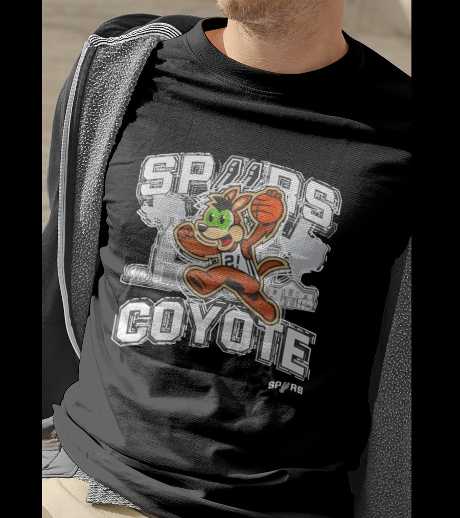 Spurs Coyote Basketball San Antonio City Skyline T-Shirt