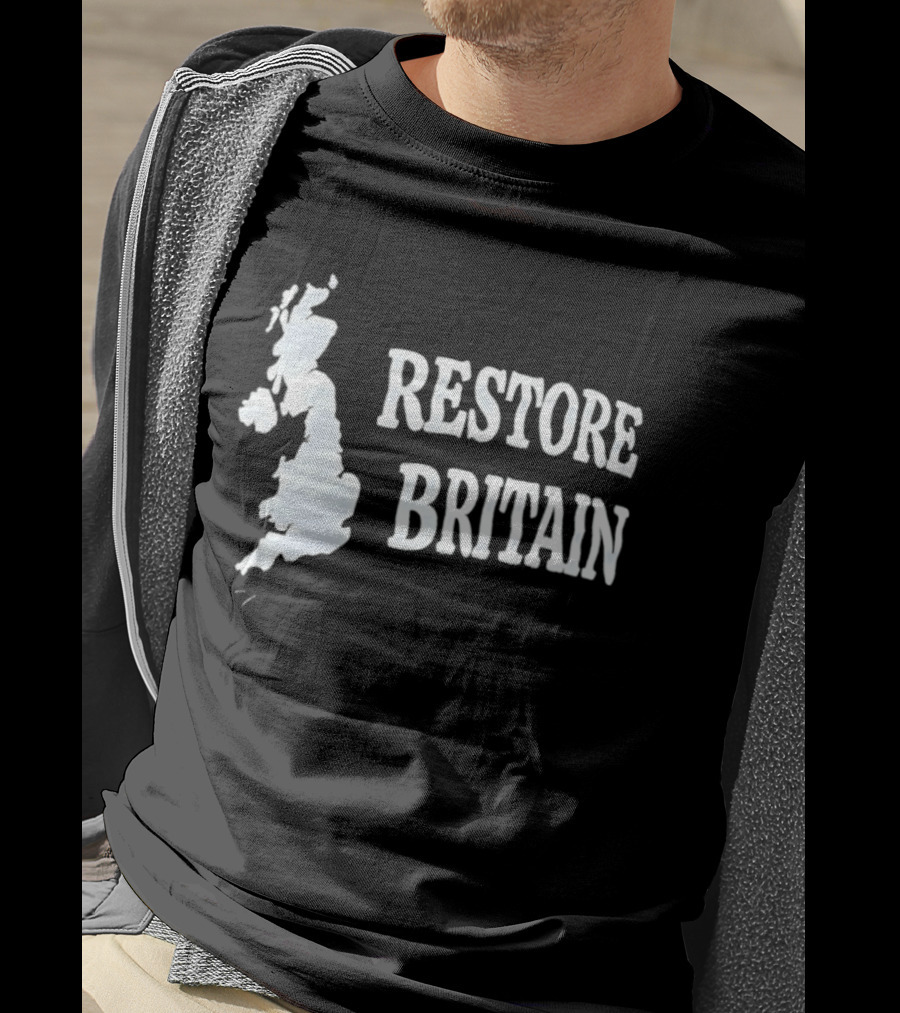 Restore Britain Map Text With United Kingdom T-Shirt