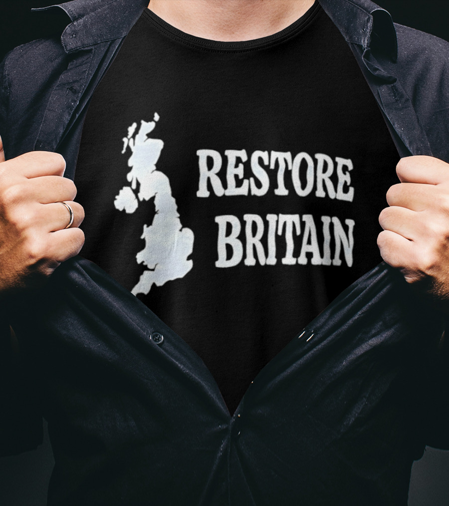 Restore Britain Map Text With United Kingdom T-Shirt
