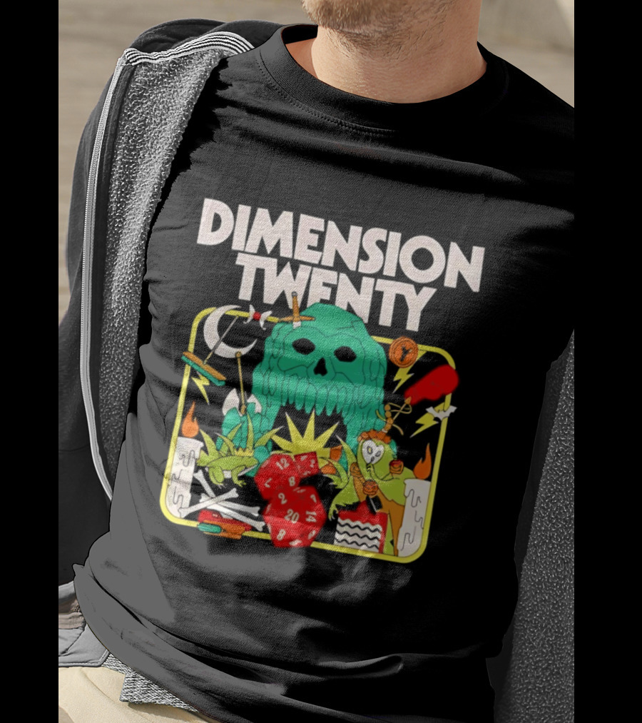 Dimension Twenty RPG Dice Skull Adventure T-Shirt