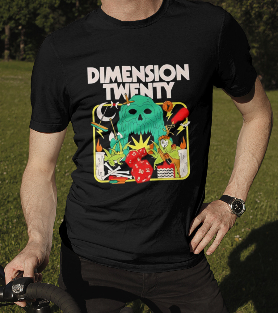 Dimension Twenty RPG Dice Skull Adventure T-Shirt
