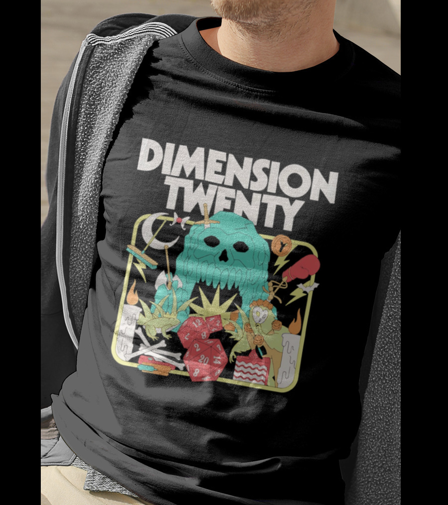 Dimension Twenty Skull Dice Fantasy Adventure T-Shirt
