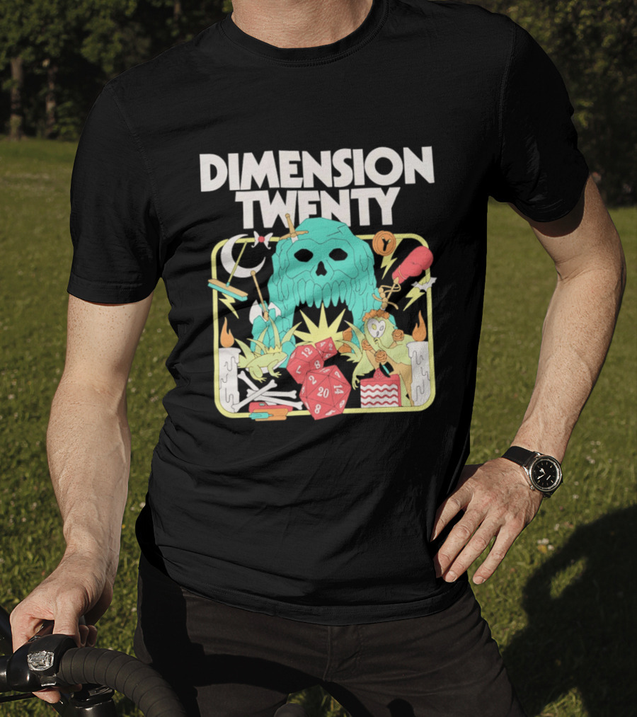 Dimension Twenty Skull Dice Fantasy Adventure T-Shirt