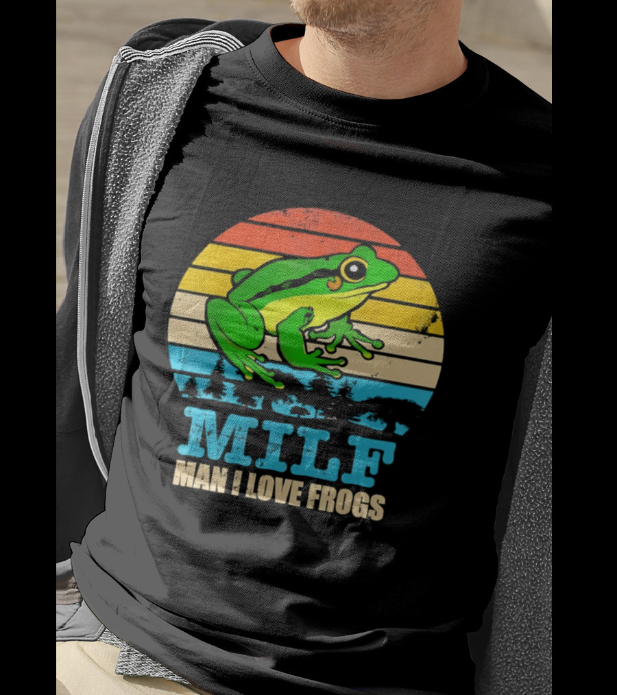 Frog MILF Man I Love Frogs Retro Sunset T-Shirt
