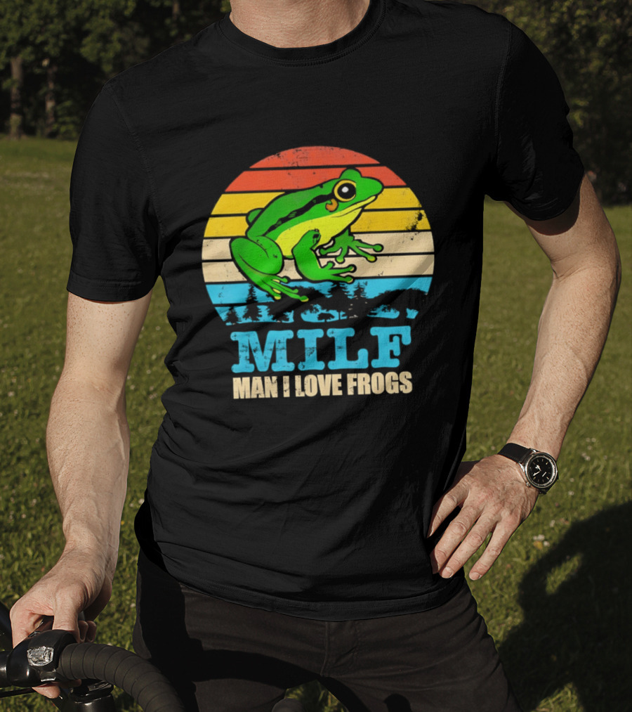 Frog MILF Man I Love Frogs Retro Sunset T-Shirt