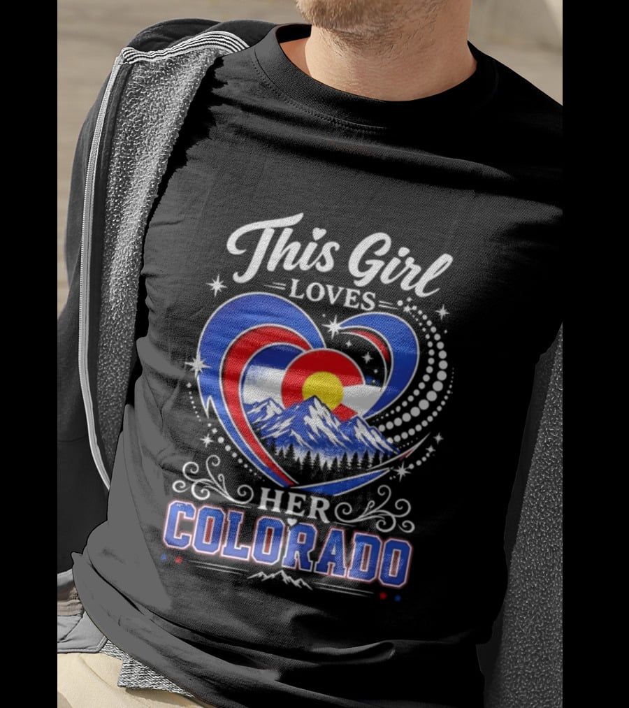 This Girl Loves Her Colorado With Heart And Mountain Scene T-Shirt