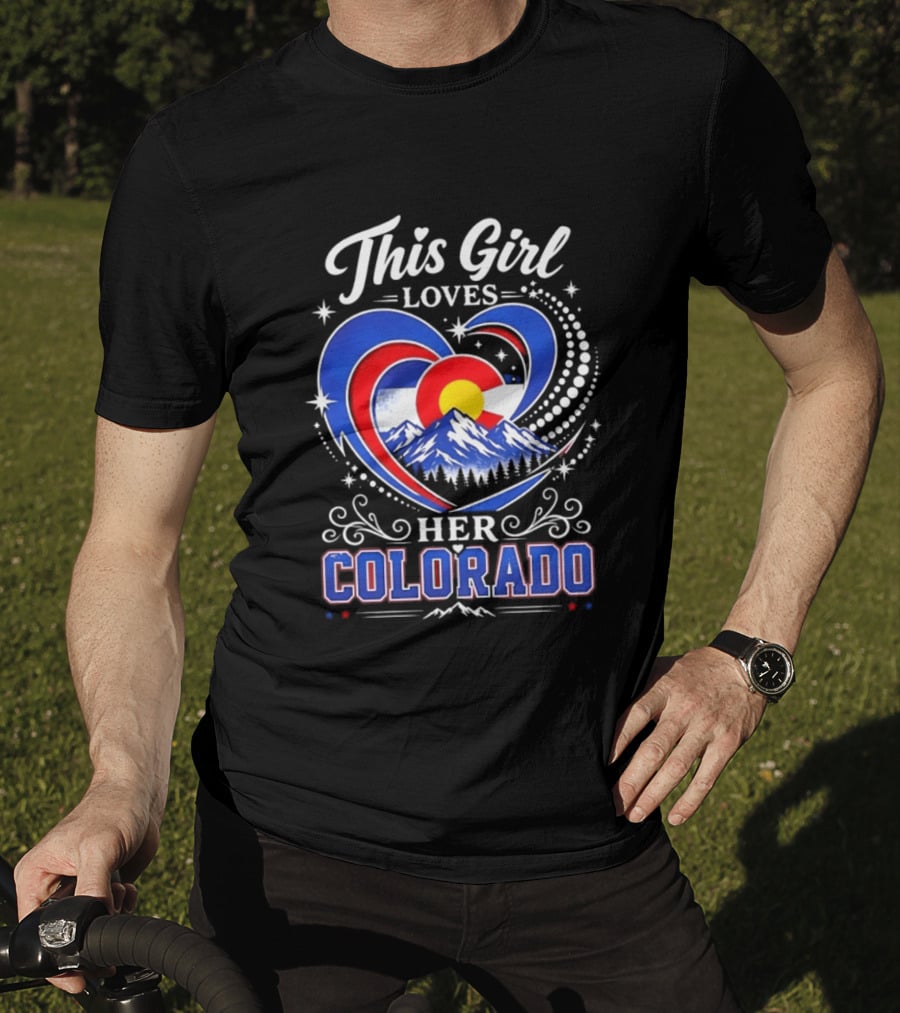 This Girl Loves Her Colorado With Heart And Mountain Scene T-Shirt