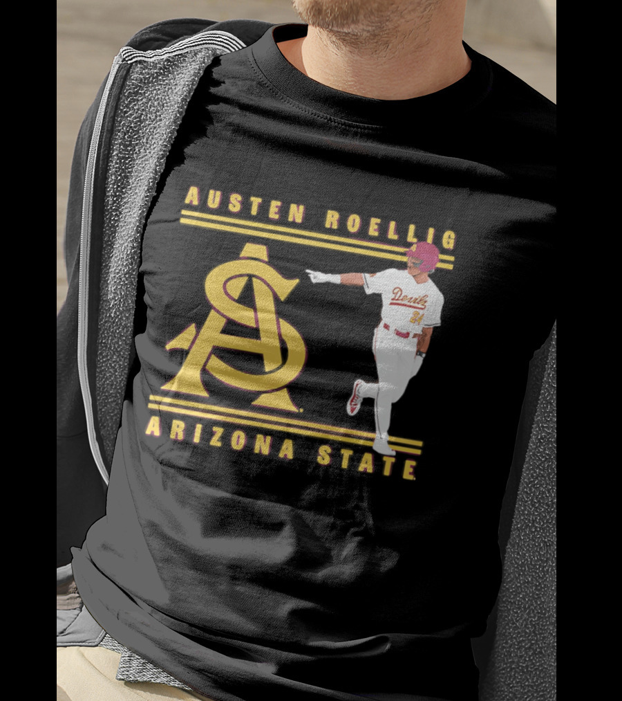 Austen Roellig Arizona State Devils Baseball NCAA Illustrated ASU T-Shirt