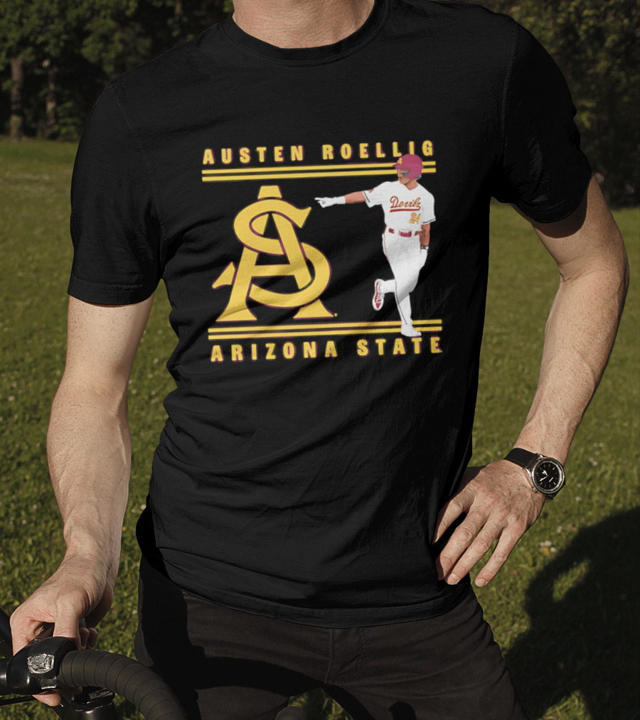 Austen Roellig Arizona State Devils Baseball NCAA Illustrated ASU T-Shirt