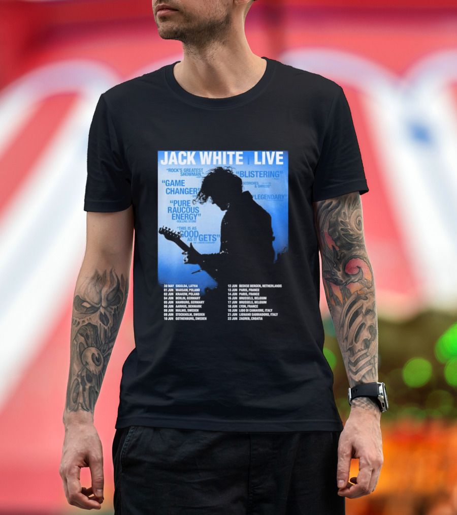 Jack White Live Europe 2026 Tour Dates Schedule Legendary Rock Concert Experience T-Shirt