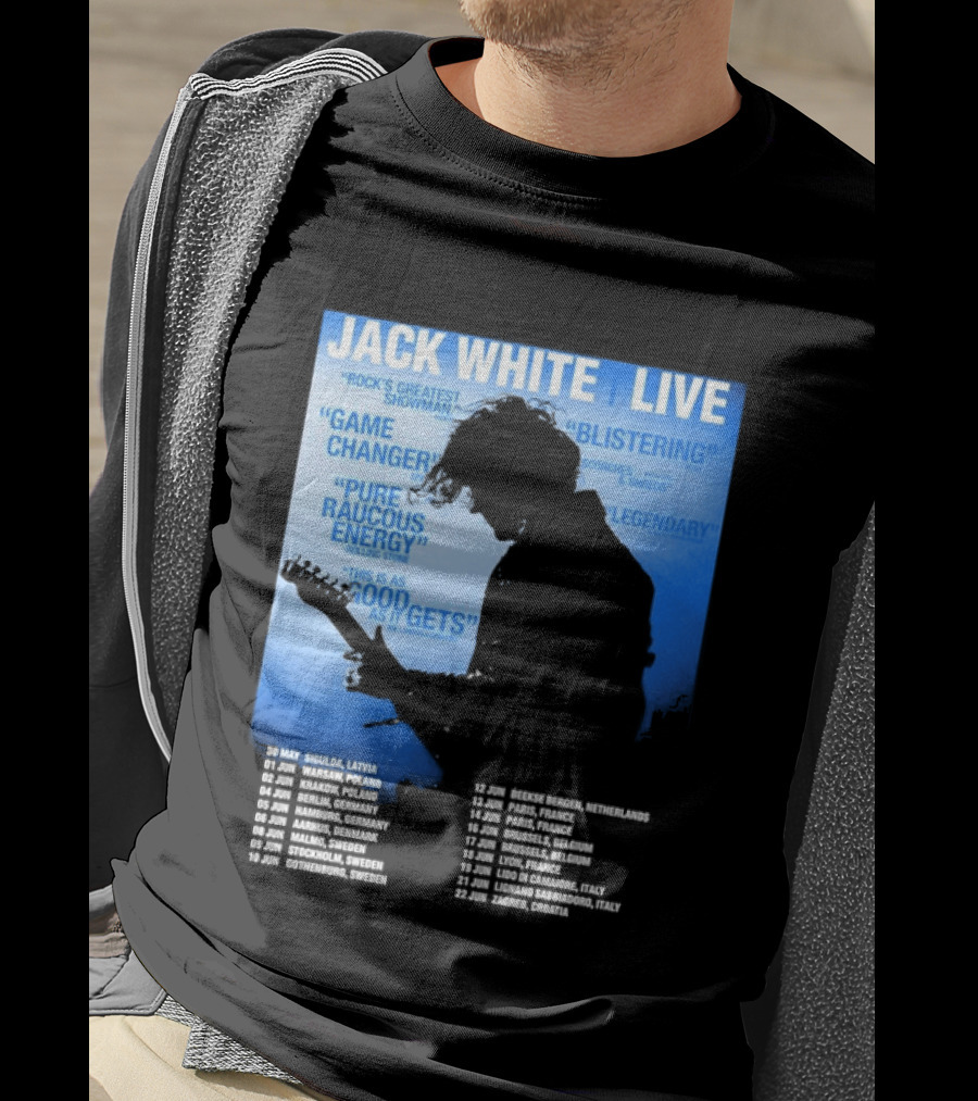 Jack White Live Europe 2026 Tour Dates Schedule Legendary Rock Concert Experience T-Shirt