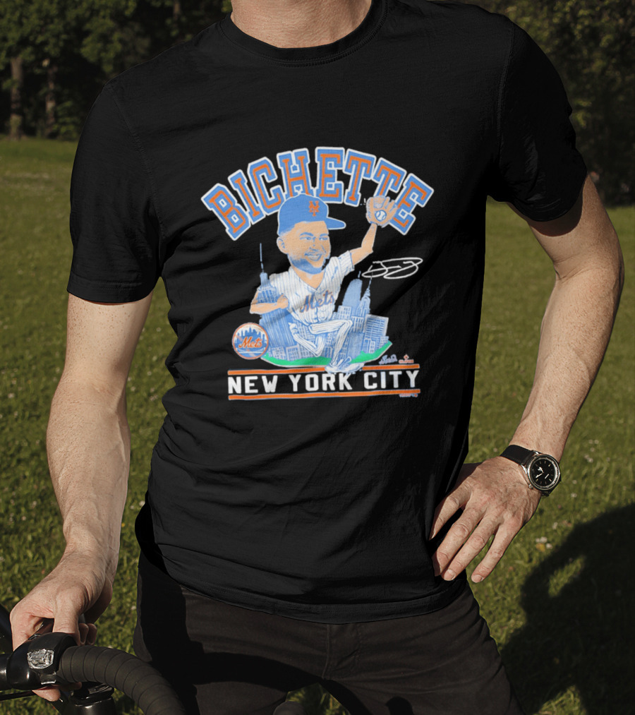 New York Mets Bichette Caricature New York City Tri Blend T-Shirt
