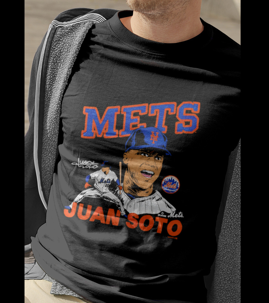 Mets Juan Soto Caricature Tri Blend T-Shirt