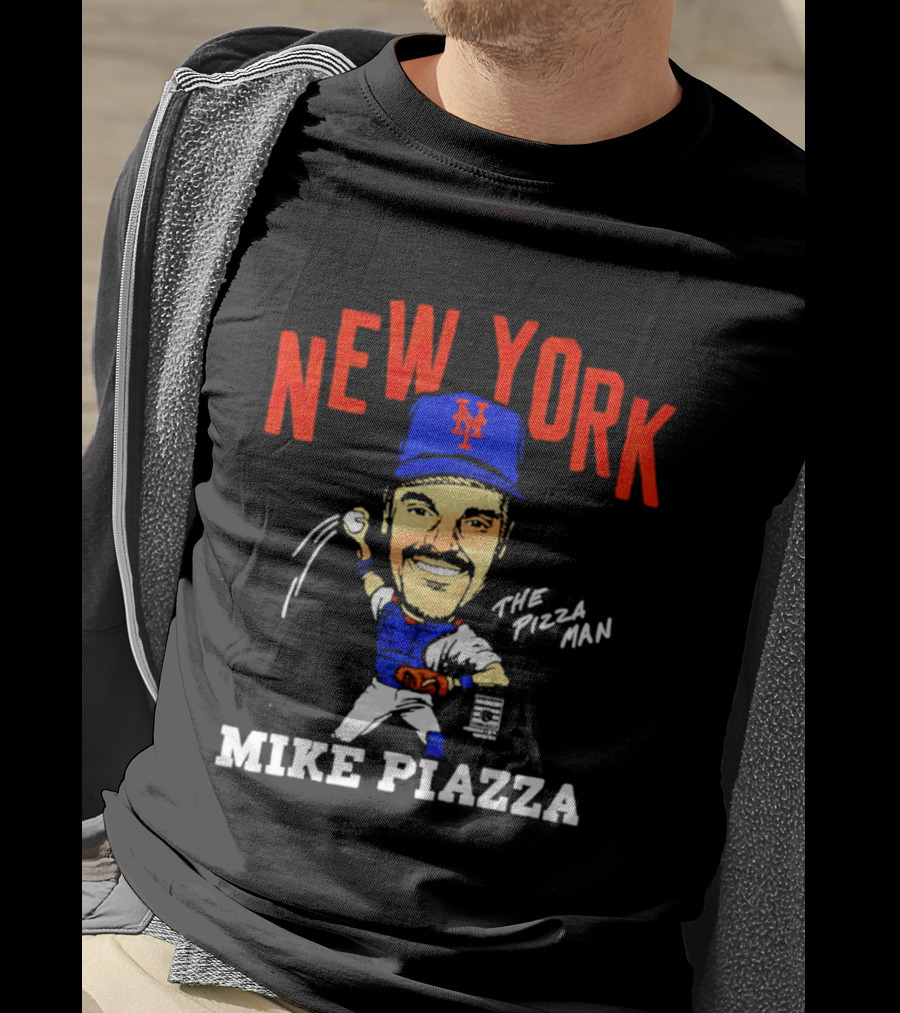 New York Mets Mike Piazza The Pizza Man Caricature T-Shirt