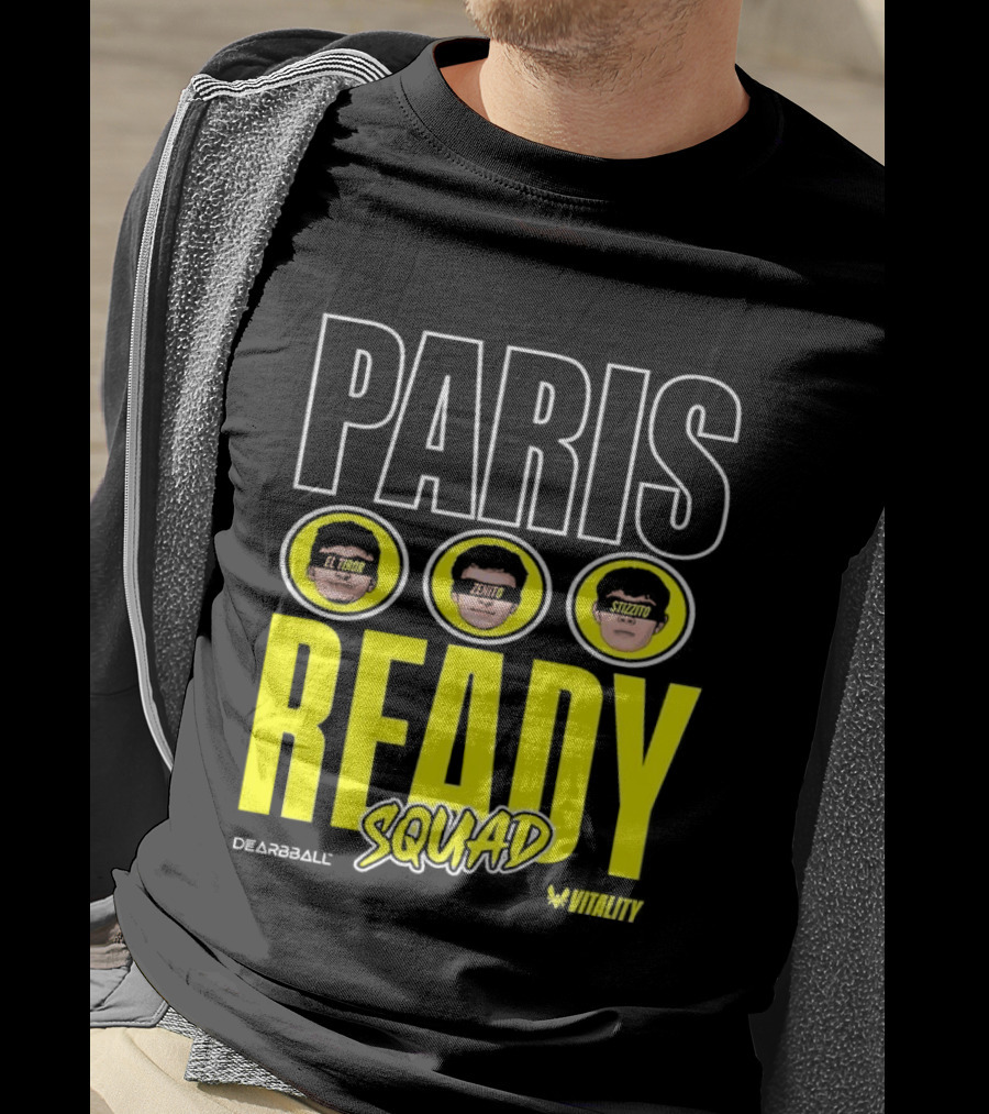 Paris Ready Squad Dearbball Vitality Text Faces T-Shirt