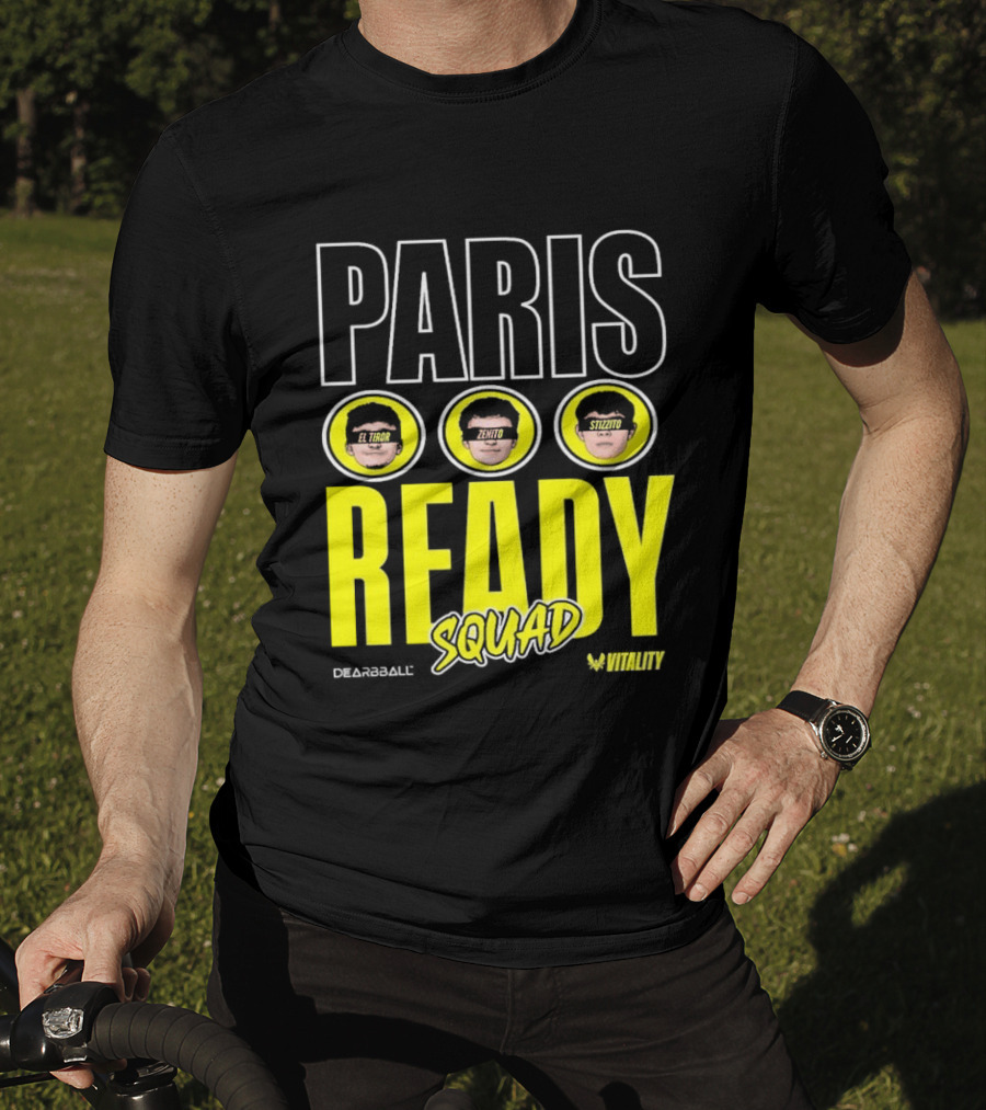 Paris Ready Squad Dearbball Vitality Text Faces T-Shirt