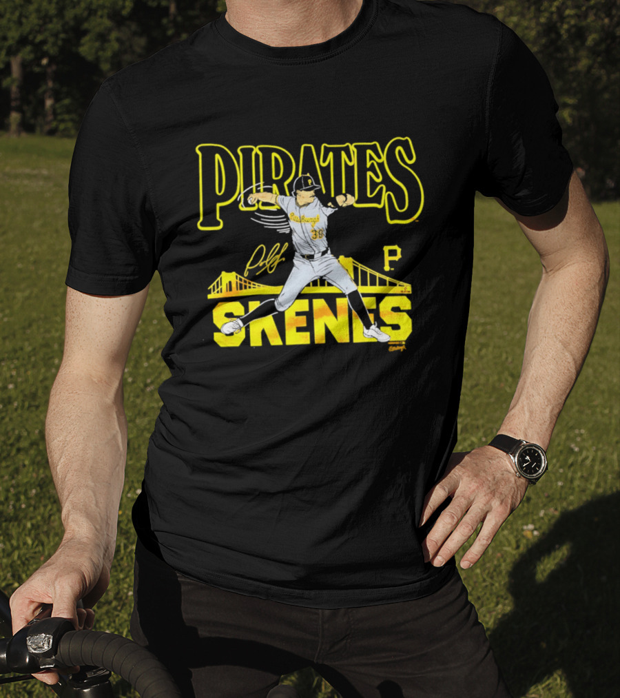 Pittsburgh Pirates Paul Skenes Signature Bridge T-Shirt