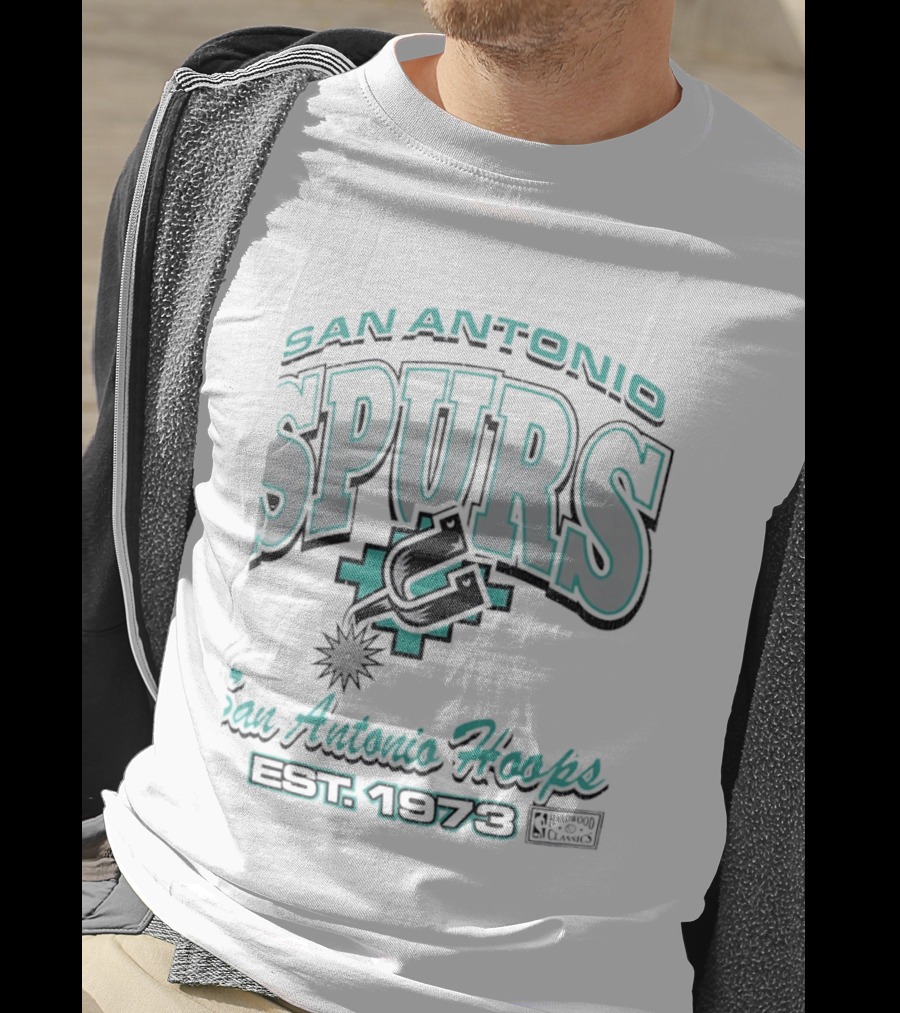 San Antonio Spurs San Antonio Hoops Est 1973 Hardwood Classics NBA Basketball T-Shirt