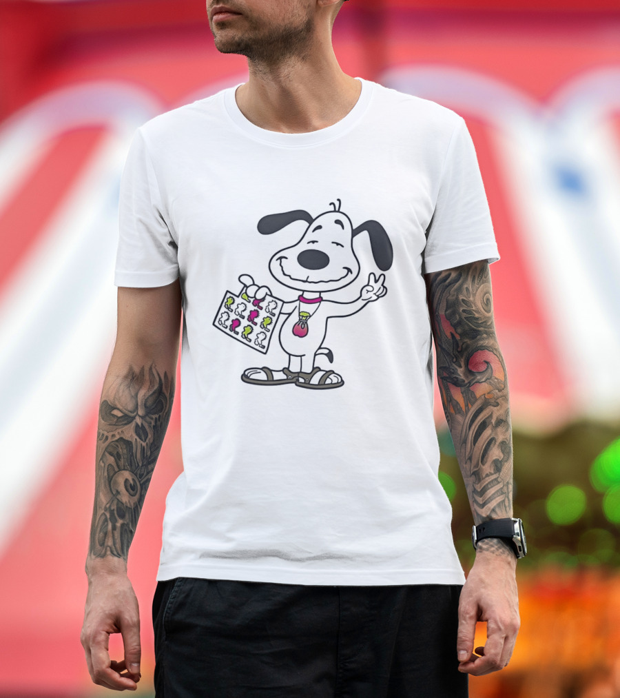 Snoopy Peace Sign Hippie Woodstock Peanuts Pop Culture T-Shirt