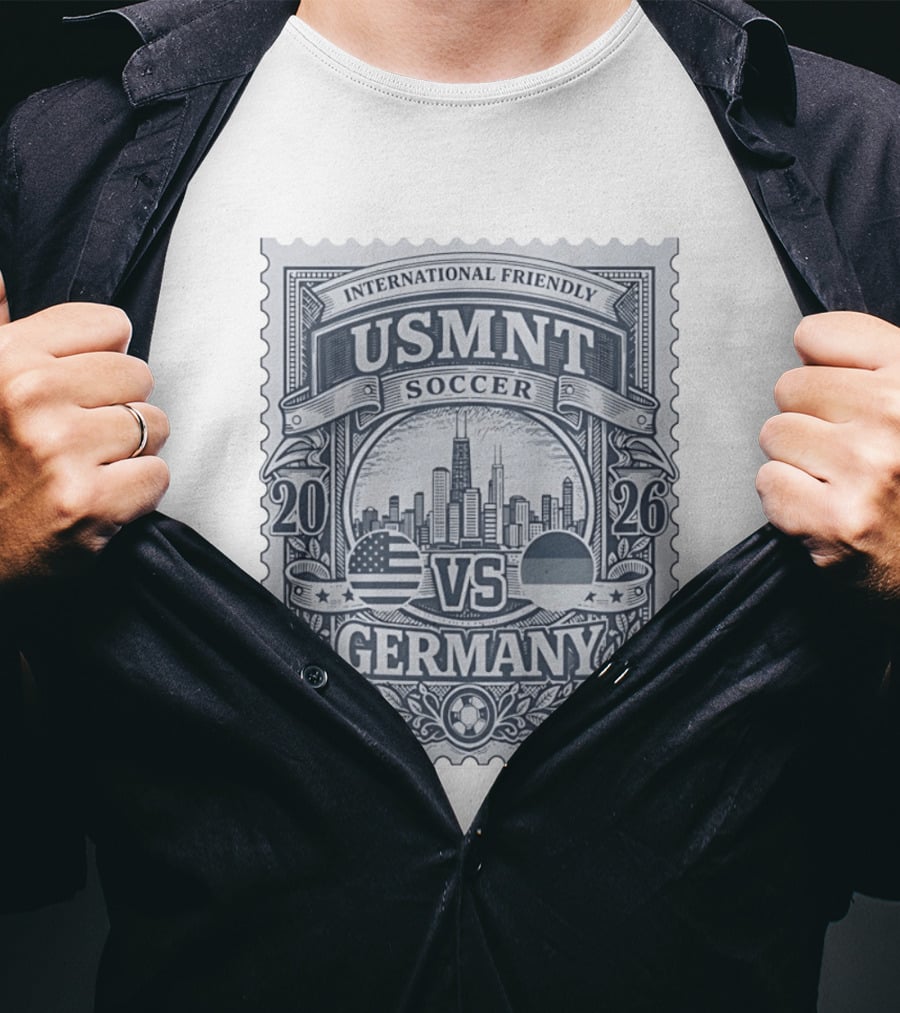International Friendly 2026 USMNT Soccer Vs Germany Chicago Skyline T-Shirt