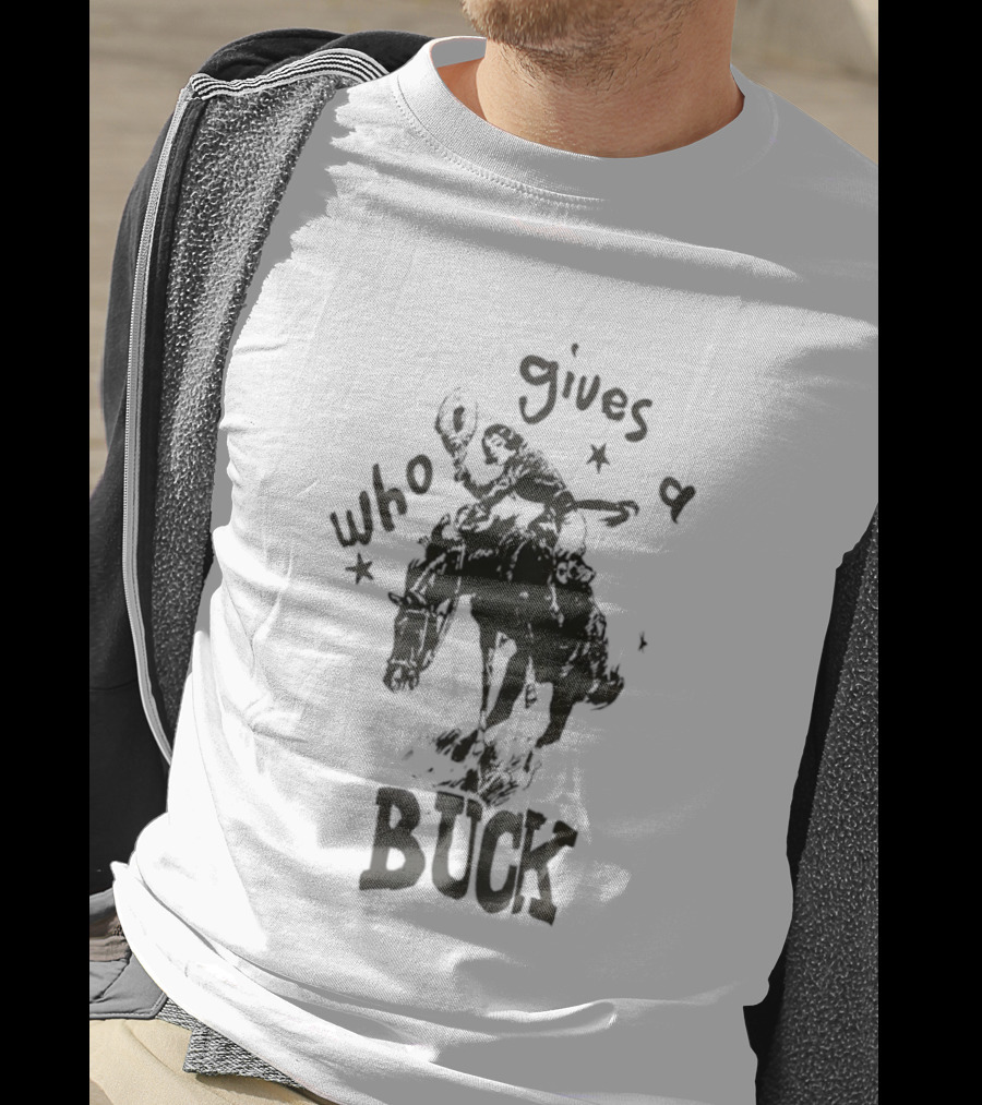 Who Gives A Buck Cowboy Riding Horse Retro Western Humor T-Shirt