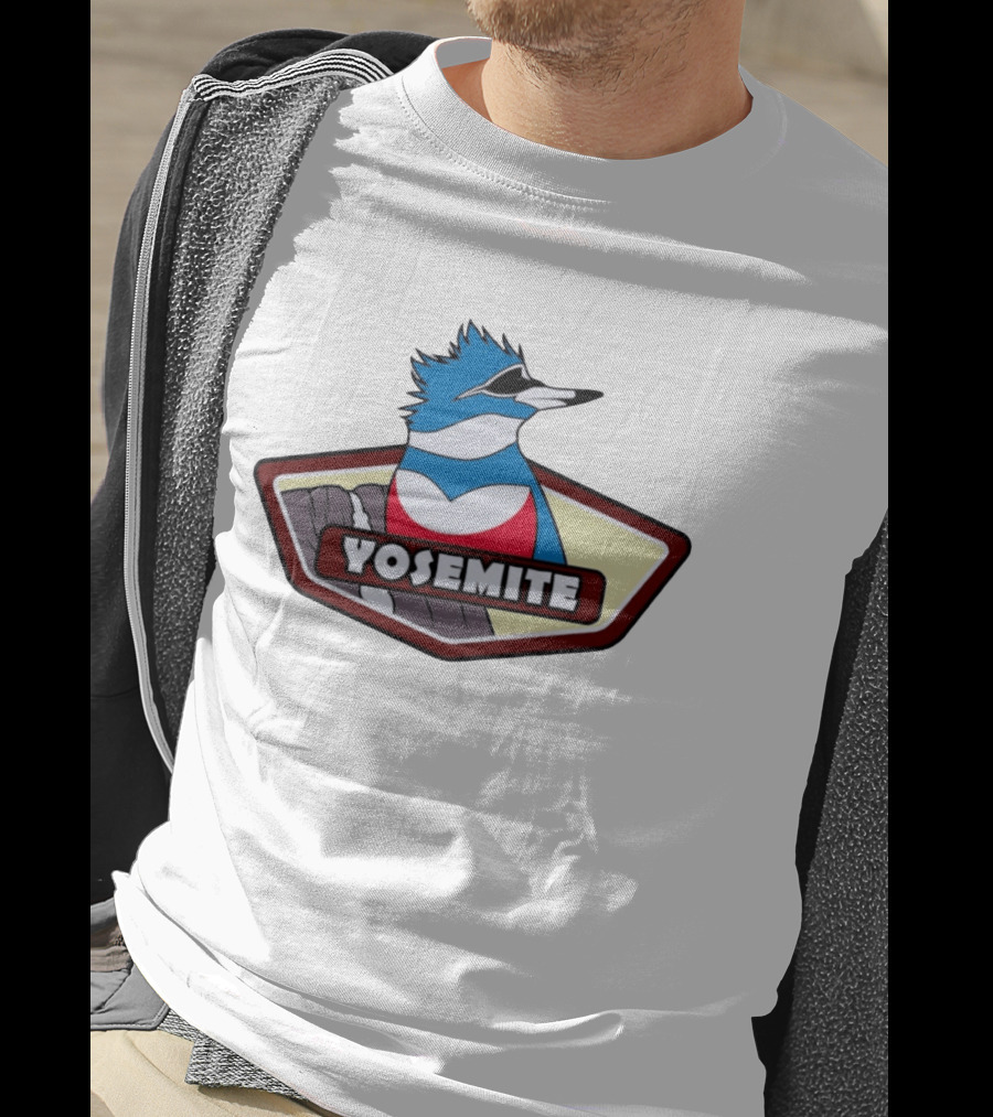 Yosemite Blue Jay With Waterfall Nature Adventure T-Shirt