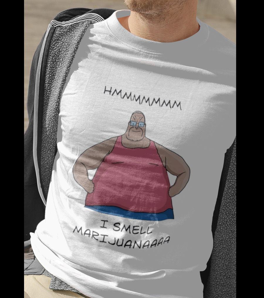 HMMMMMMM I Smell Marijuana Meme Character In Pink T-Shirt