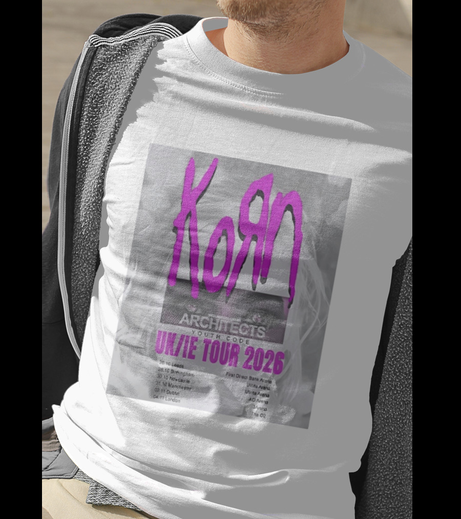 Korn UK/IE Tour 2026 Schedule Architects Youth Code First Direct Arena O2 Arena T-Shirt