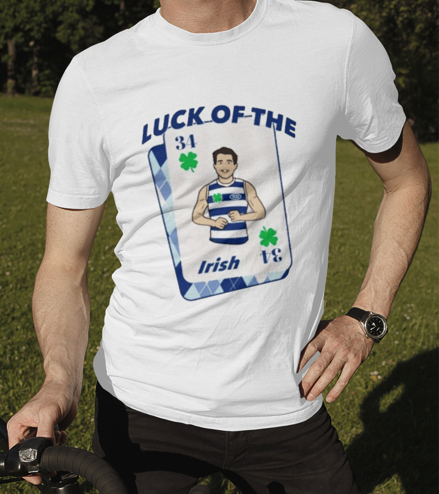 Luck Of The Irish 34 Playing Card Featuring Athletic Character And Shamrocks T-Shirt