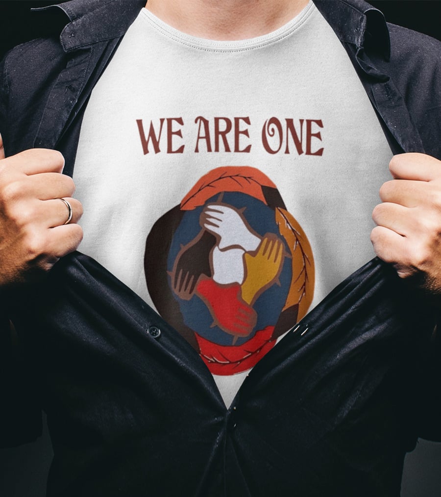 We Are One Unity Hands Feathers Orange Culture Heritage Collective T-Shirt