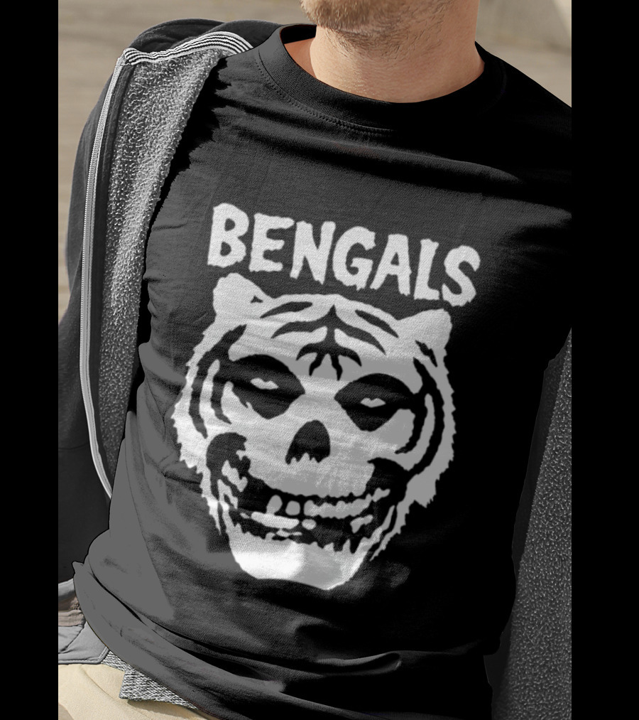 Bengals Skull Tiger Face Fusion T-Shirt