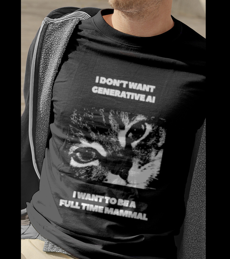 I Don't Want Generative AI I Want To Be A Full Time Mammal Cat Eyes T-Shirt