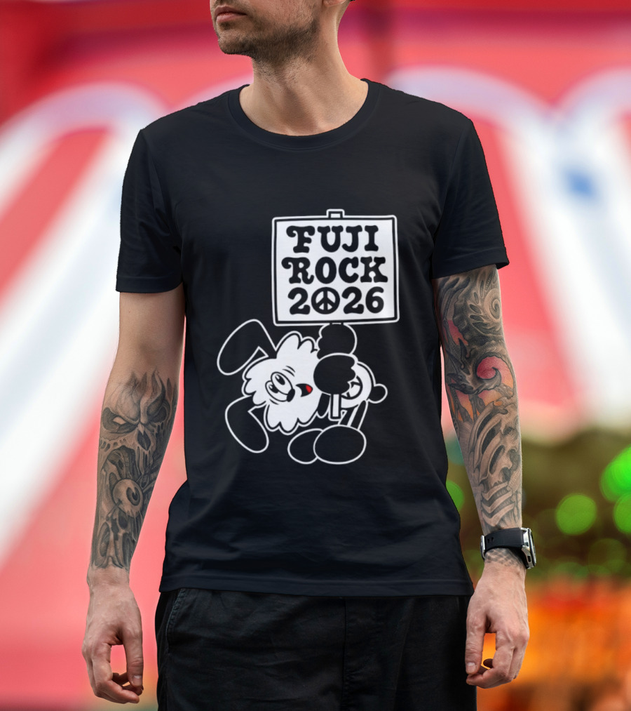 Fuji Rock 2026 Peace Sign Cartoon T-Shirt