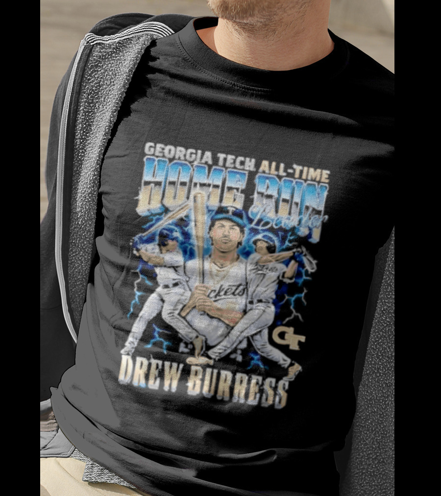 Georgia Tech All Time Home Run Drew Burress GT Baseball Players T-Shirt