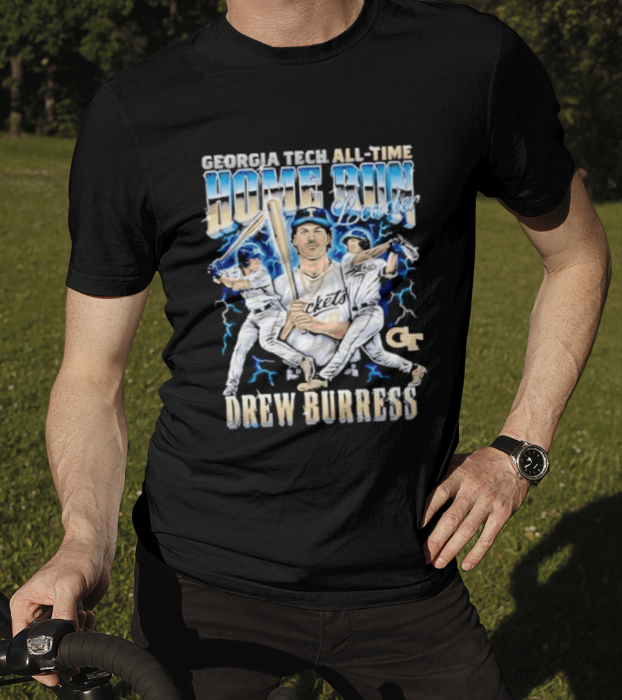 Georgia Tech All Time Home Run Drew Burress GT Baseball Players T-Shirt