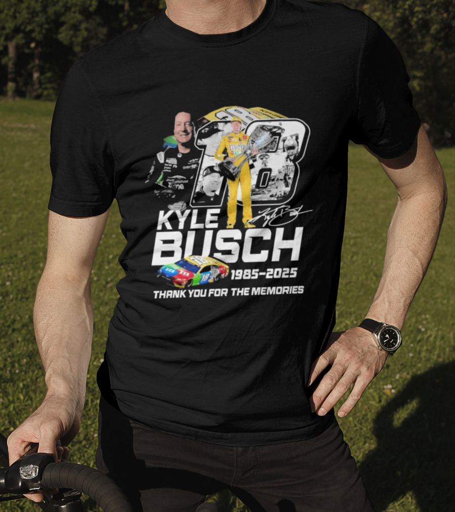 Kyle Busch Racing 1985 2025 Thank You For The Memories 18 Car NASCAR T-Shirt