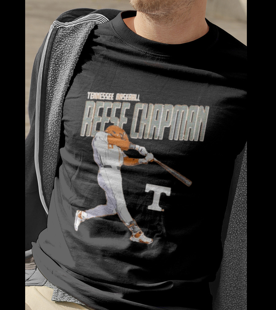 Tennessee Baseball Reese Chapman Swinging Action T-Shirt
