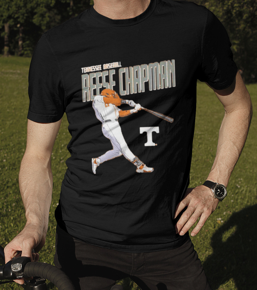 Tennessee Baseball Reese Chapman Swinging Action T-Shirt