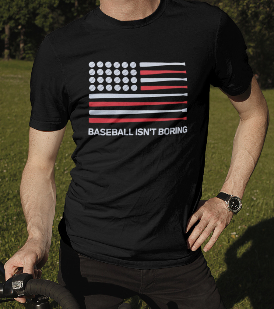 USA Flag Baseball Isn't Boring Bat T-Shirt