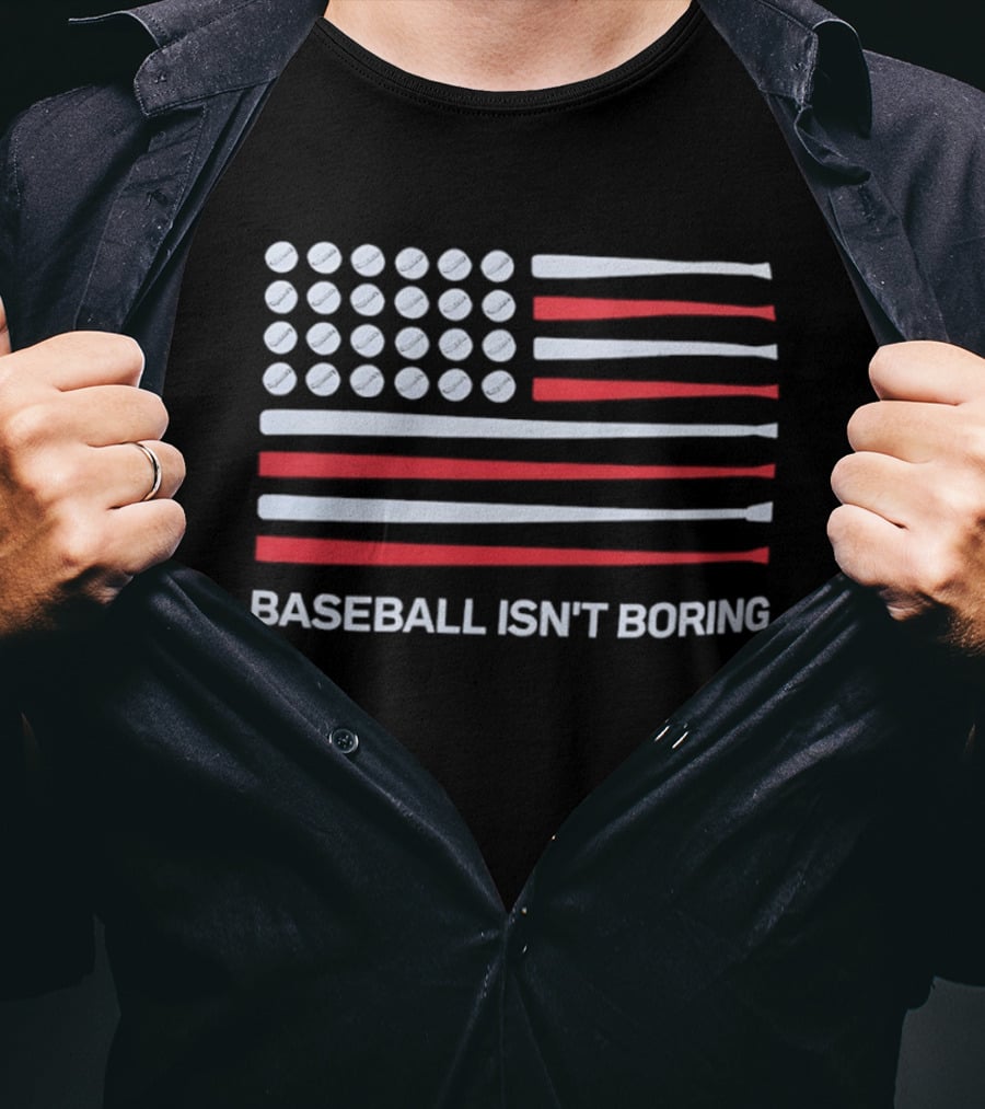 USA Flag Baseball Isn't Boring Bat T-Shirt