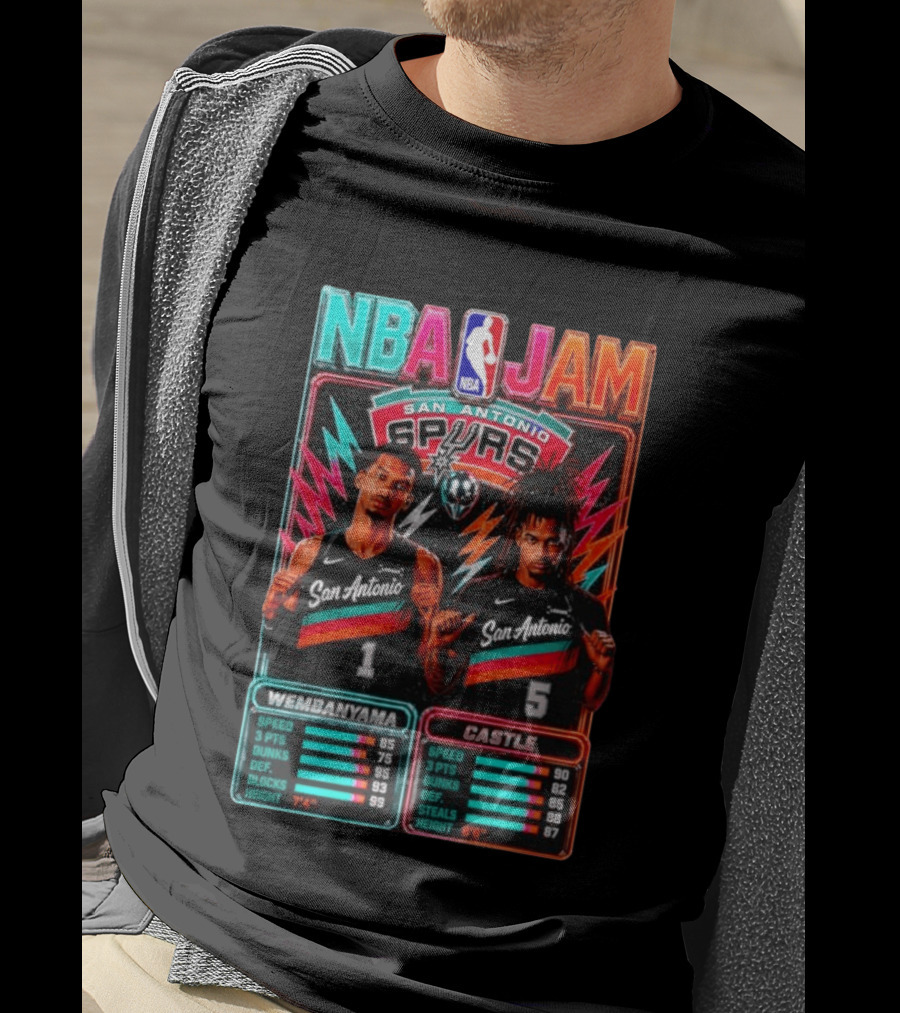 NBA Jam Wembanyama Castle San Antonio Spurs T-Shirt