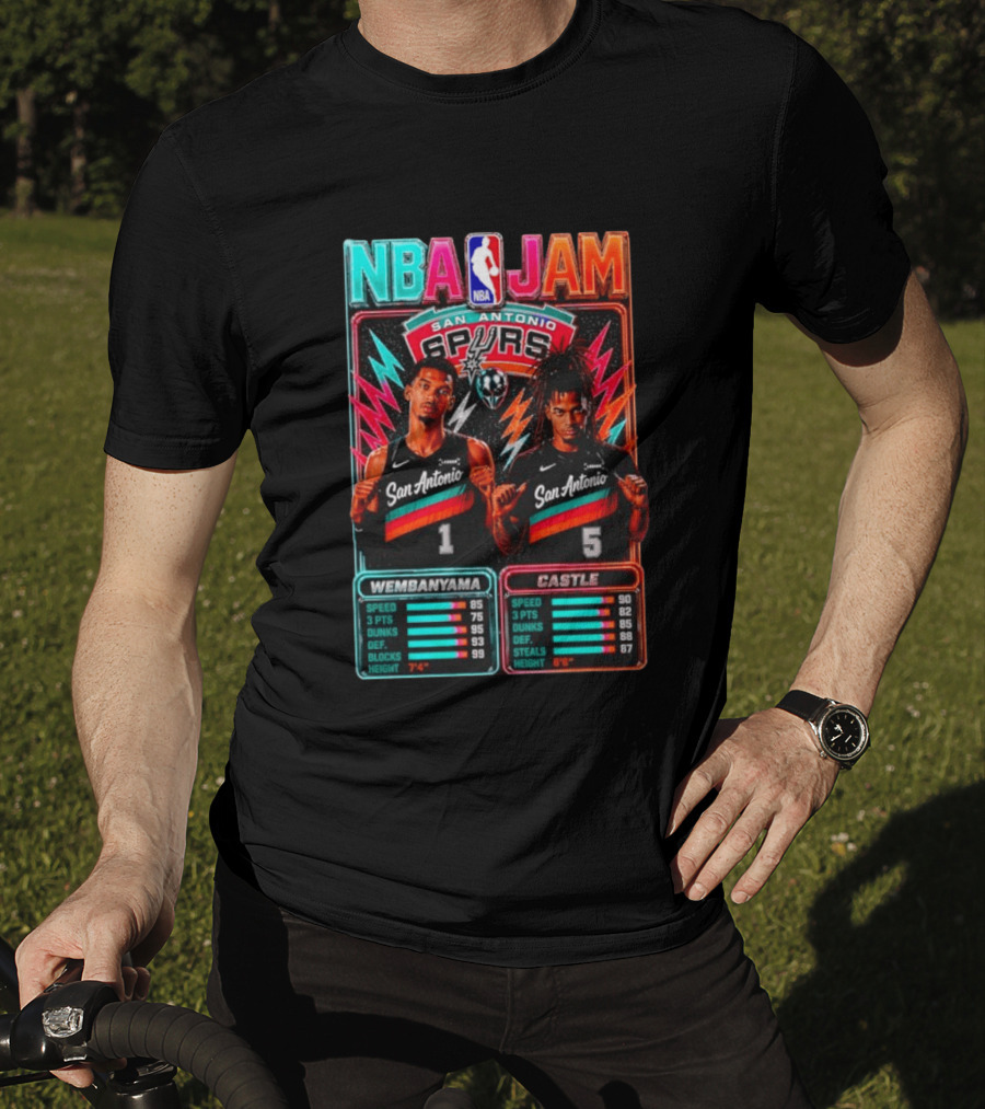 NBA Jam Wembanyama Castle San Antonio Spurs T-Shirt
