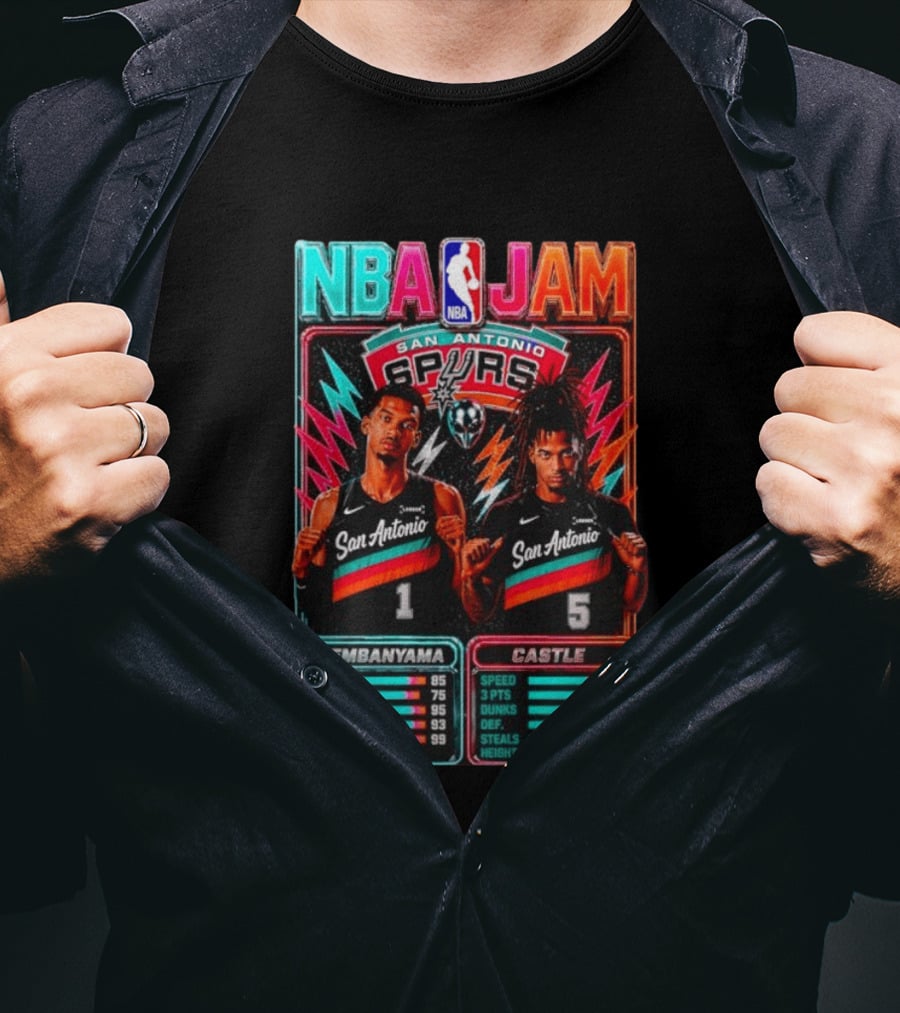 NBA Jam Wembanyama Castle San Antonio Spurs T-Shirt
