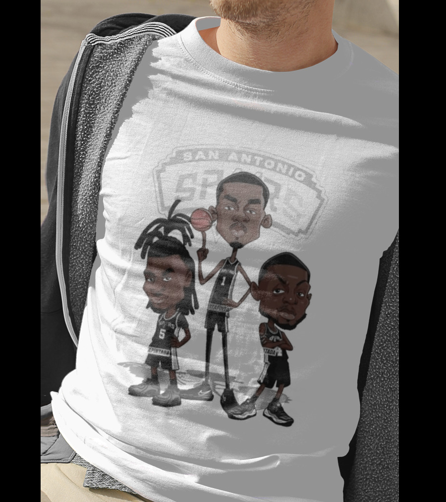 Victor Wembanyama Stephon Castle De'Aaron Fox San Antonio Spurs NBA Caricature T-Shirt