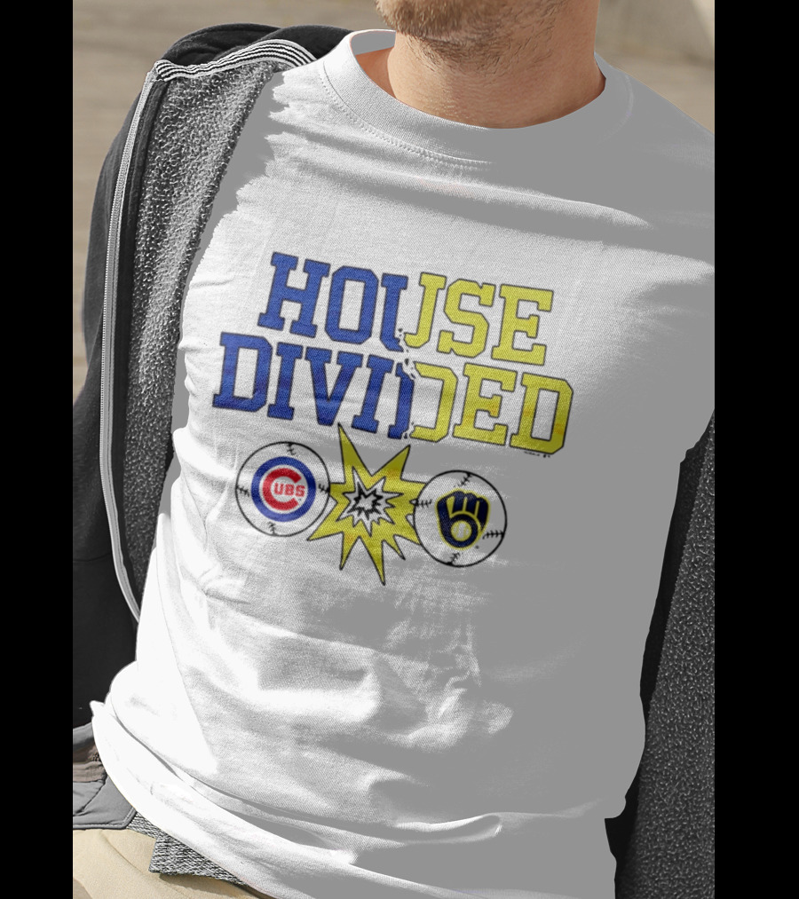 Chicago Cubs Vs Milwaukee Brewers Rivalry House Divided Fan Gear T-Shirt