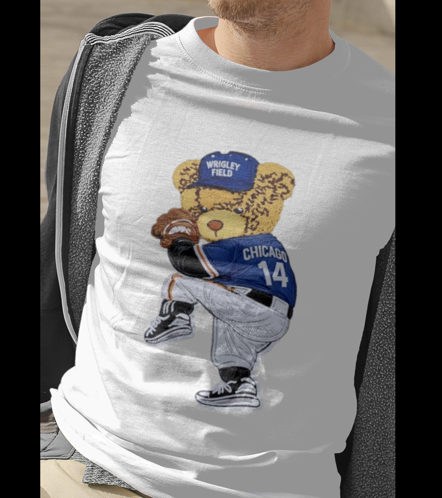 Wrigley Field Chicago Bear 14 Baseball Pitcher T-Shirt
