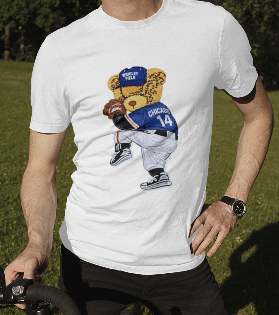 Wrigley Field Chicago Bear 14 Baseball Pitcher T-Shirt