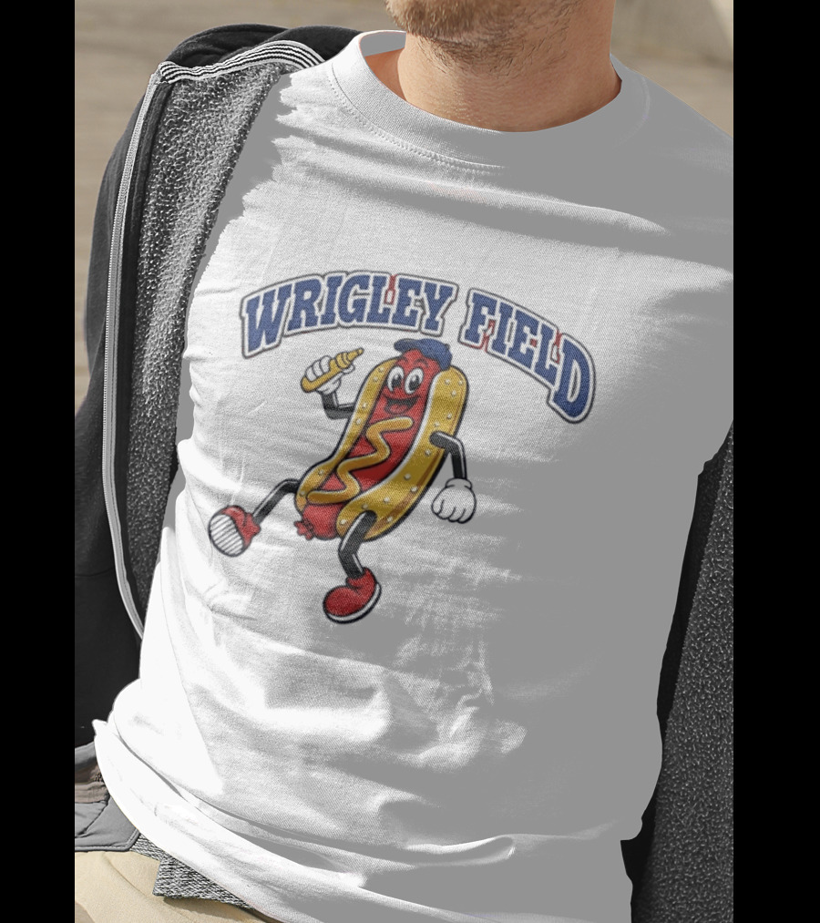 Wrigley Field Hot Dog Mascot Sprint With Mustard T-Shirt